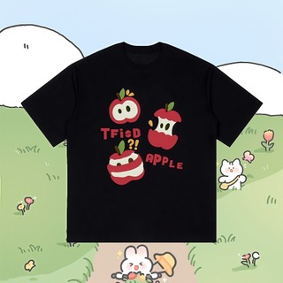 Áo Phông Unisex Form Oversize - Họa Tiết Táo Cá Tính Độc Đáo - Basic Streetwear Cho Mọi Set Đồ