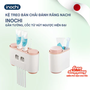 Kệ treo bàn chải kem đánh răng (tặng 2 cốc) đa năng Nachi Inochi dán tường thông minh loại giá treo