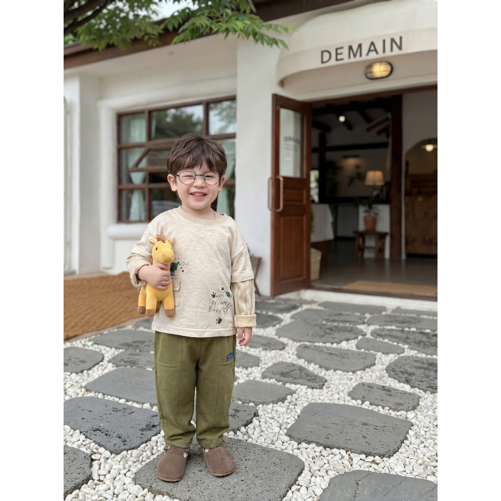 Set bộ dài tay bé trai, bé gái mặc thu đông Miniumbaby in hình Animals, chất cotton mềm mịn SB2482