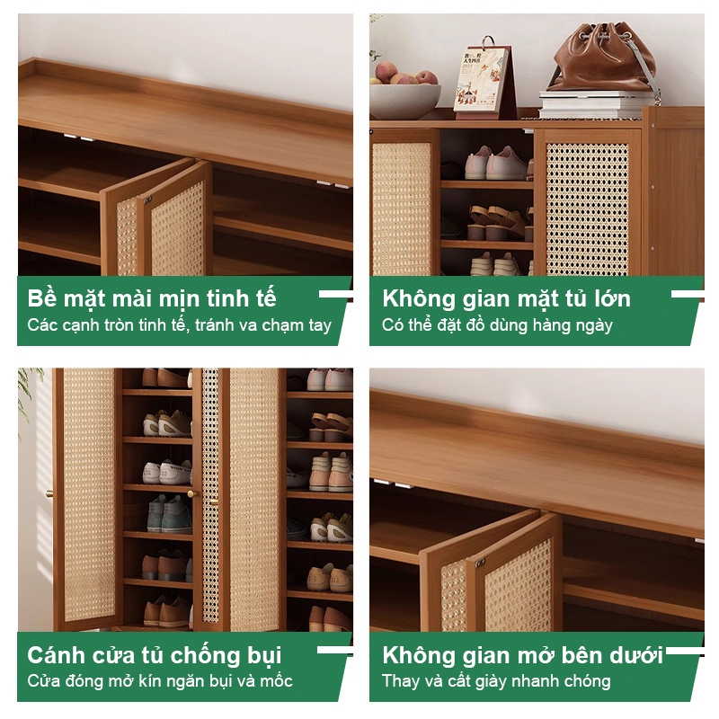 Tủ Giày Gỗ Tiết Kiệm Diện Tích Chống Ẩm Mốc Đựng 42 Đôi Giày Gọn Gàng Bền Đẹp Bảo Hành 10 Năm
