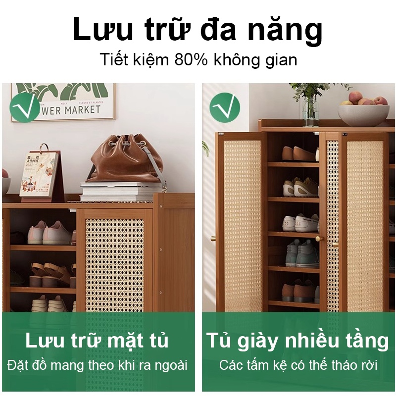 Tủ Giày Gỗ Tiết Kiệm Diện Tích Chống Ẩm Mốc Đựng 42 Đôi Giày Gọn Gàng Bền Đẹp Bảo Hành 10 Năm