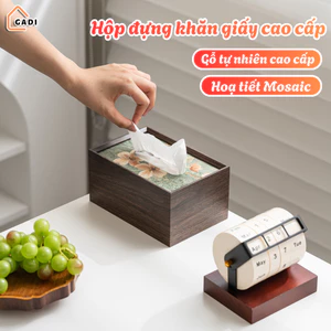 Hộp Đựng Khăn Giấy Sang Trọng GADI, Hộp Đựng Khăn Giấy Gỗ Cao Cấp Hoạ Tiết Mosaic Phong Cách Bohemian, Decor Nhà Cửa