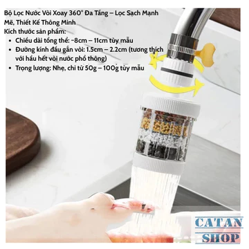 Dụng Cụ Lọc Vòi Nước Tại Vòi, Đầu Lọc Nước 6 Tầng Hình Trụ Xoay 360 Độ Lọc Sạch Chất Dơ Làm Sạch Nước