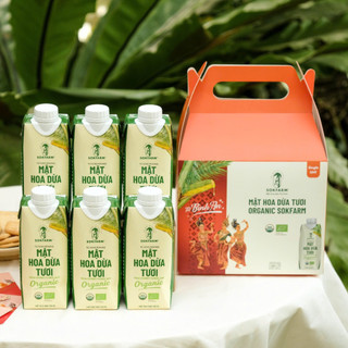 [Hộp Quà Tết Dừa Khai Lộc] Combo 6 hộp Mật hoa dừa tươi Organic Sokfarm 330ml - Năng Lượng Hữu Cơ Bù Khoáng Điện Giải