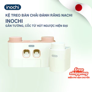 Bộ Nhả Kem Đánh Răng Tự Động Inochi - Kệ Treo Bàn Chải Dán Tường Gạch Men Kèm Cốc Hút Nam Châm