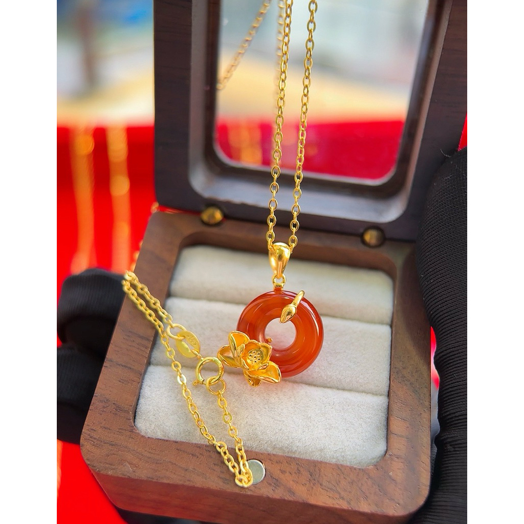 D03V - Dây chuyền Liên Hoa Ngọc xi vàng 24k [Bảo Khánh Trang Sức]