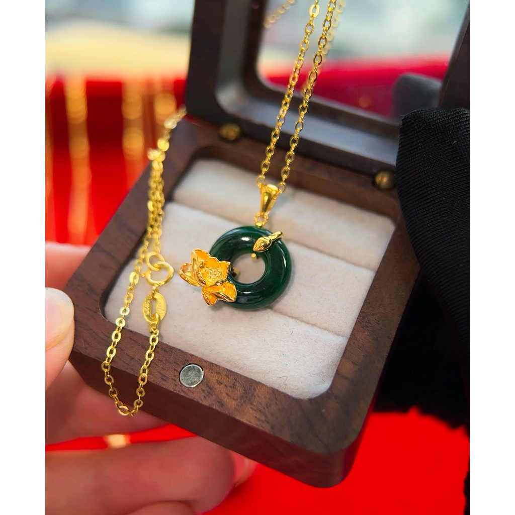 D03V - Dây chuyền Liên Hoa Ngọc xi vàng 24k [Bảo Khánh Trang Sức]