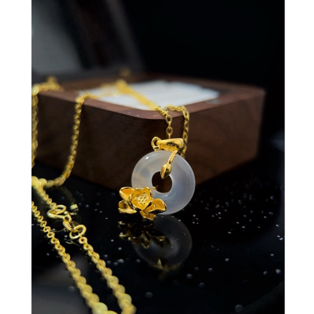 D03V - Dây chuyền Liên Hoa Ngọc xi vàng 24k [Bảo Khánh Trang Sức]