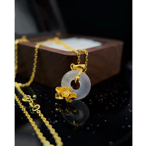 D03V - Dây chuyền Liên Hoa Ngọc xi vàng 24k [Bảo Khánh Trang Sức]