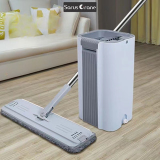 Bộ Cây Lau Nhà Tự Vắt D6 Thông Minh Cán Dài 1m6 Chống Đau Lưng, Thùng 2 Ngăn Giặt Vắt Tự Động