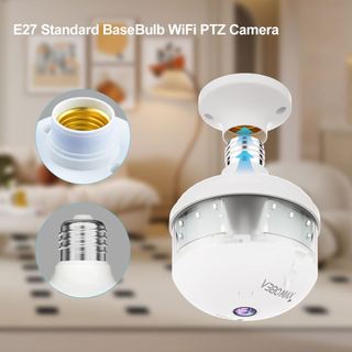 V380 Pro 3MP WIFI E27 Máy ảnh an ninh bóng đầy đủ màu sắc Tầm nhìn đêm Máy ảnh mắt cá không dây giọng nói hai chiều