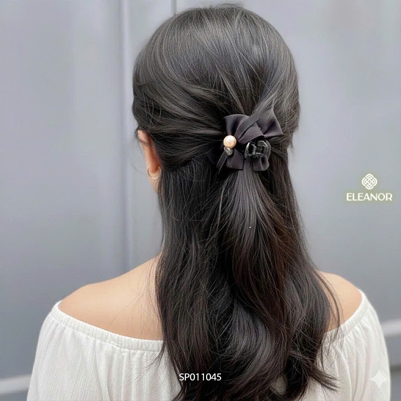 Set kẹp tóc nữ càng cua mini Eleanor Accessories hình nơ sang trọng phụ kiện tóc kẹp nữa đầu 11045