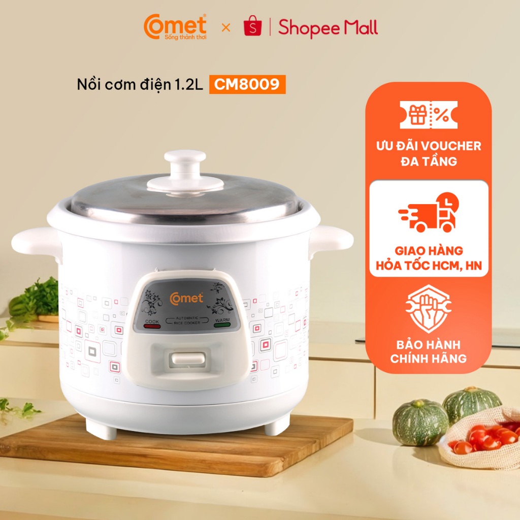 [KHO HCM] Nồi cơm điện nắp rời 1.2L COMET - CM8009