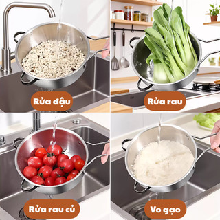 Ray Lọc Inox 304 - Lọc Siêu Mịn,Lọc Sữa Đậu Nành,Bột,Nước Cốt Dừa, Sàng Lọc Gạo - Tay Cầm Dài Cầm Tay,Tiện Dụng
