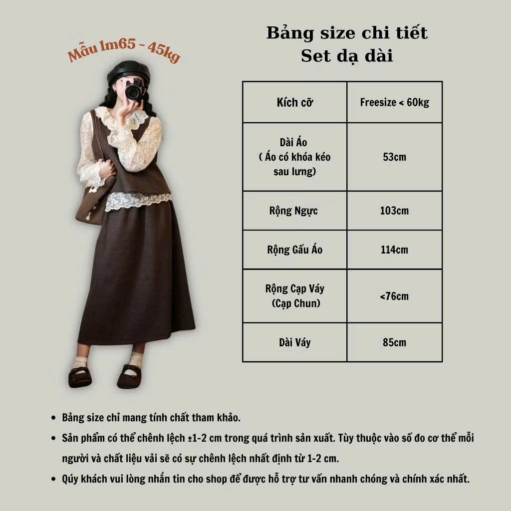 Set Dạ 2 Chi Tiết Áo Gile Có Khóa Kéo Sau Mix Chân Váy Dài Chất Dạ Style Thanh Lịch Mặc Tết (Ko kèm áo trong)