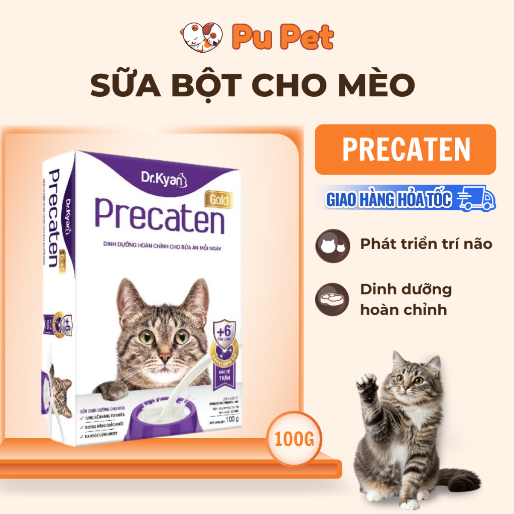 Sữa bột cho mèo Dr.Kyan Precaten bổ sung canxi giúp xương chắc khỏe 100g - Dog Paradise