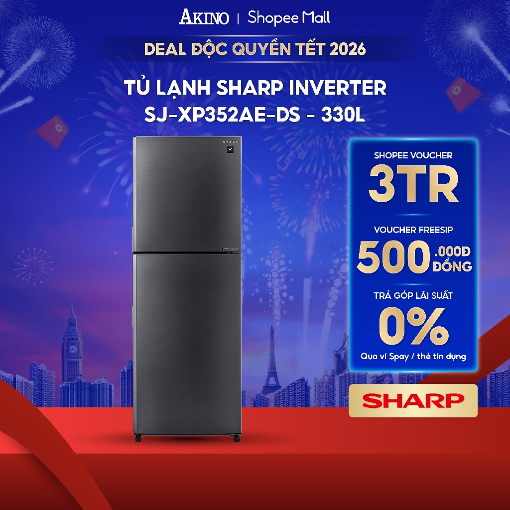 Tủ lạnh Sharp Inverter 330 lít SJ-XP352AE-DS - Bảo hành chính hãng ...