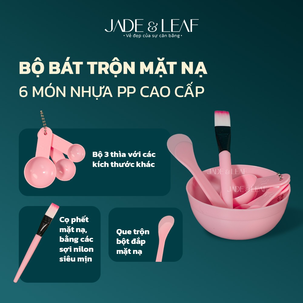 Bộ Bát Trộn Đắp Mặt Nạ Jade&Leaf, 6 Trong 1 Tiện Lợi Gồm Chén 3 Thìa, Muỗng Trộn Kem Cọ Quét