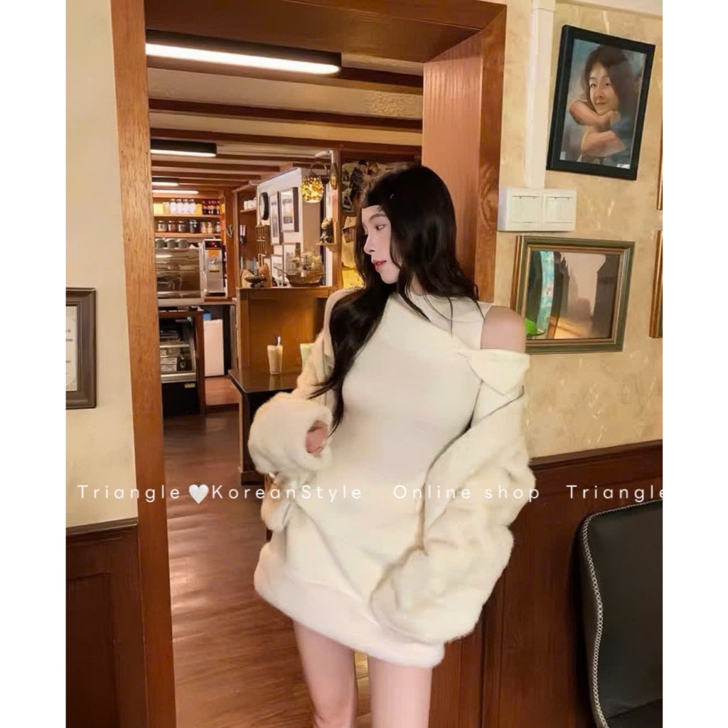 Triangle GS - Baby Flower Knit (Cân nhắc kỹ, return is not welcomed) - Áo len kiểu GS bẹt vai đính nơ