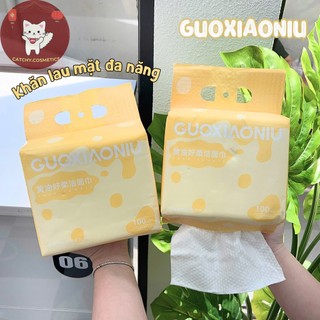 [GUOXIAONIU] Khăn Lau Mặt Đa Năng Guoxiaoniu Bơ Vàng Mềm Mịn, Siêu Thấm Hút, 100 miếng