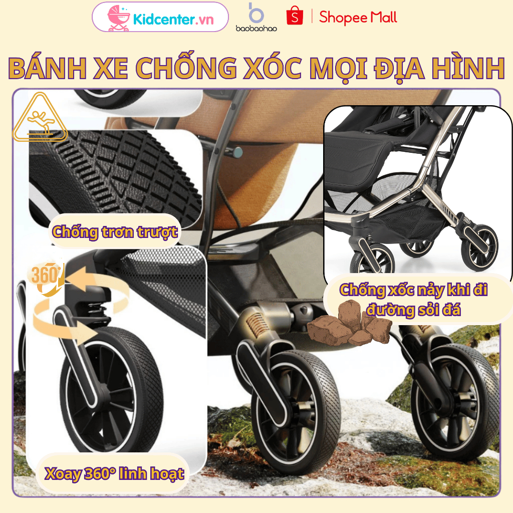 [New 2026] Xe Đẩy Cho Bé Baobaohao Chính Hãng Z5 bảo hành 24 tháng chĩnh hãng, Xe Đẩy Đa Năng Gấp Gọn, Mái Che Chống Tia
