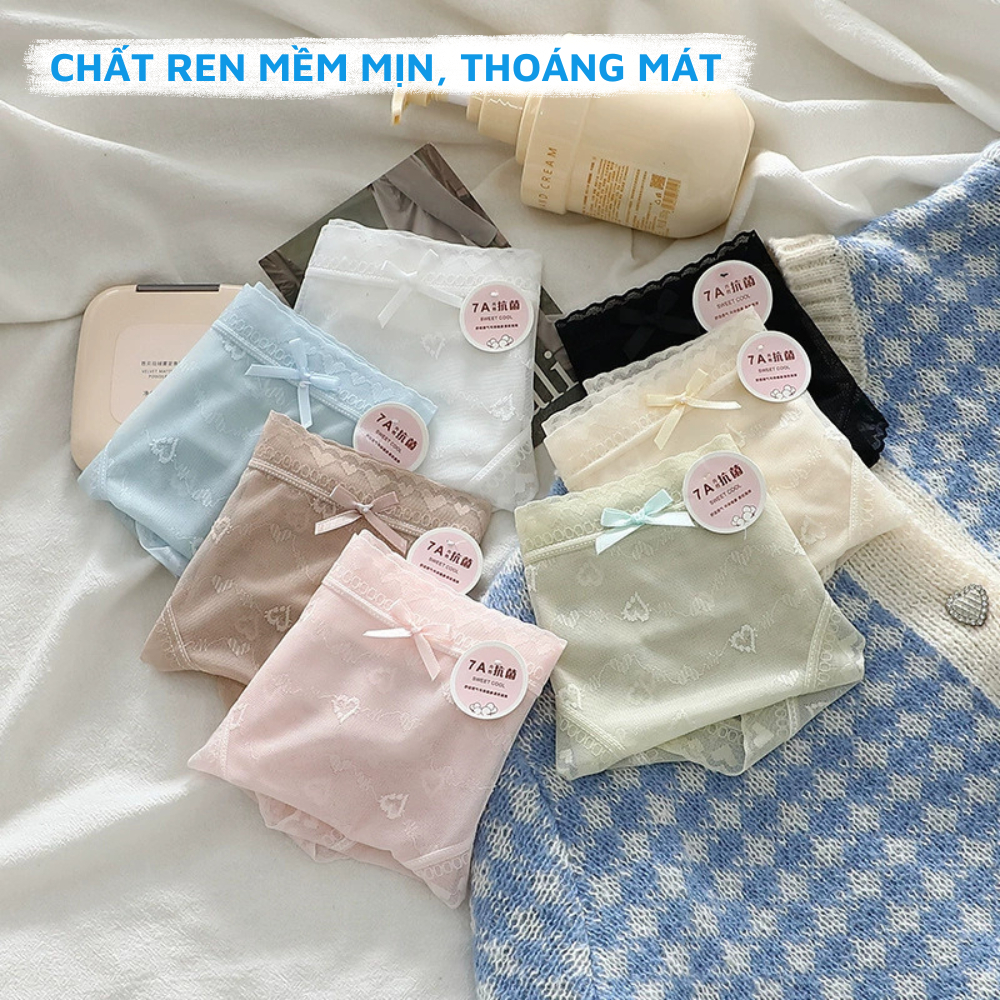 [Deal Shock] Quần lót ren nữ họa tiết trái tim, quần chíp nữ ren đáy kháng khuẩn ZANABRA L2433
