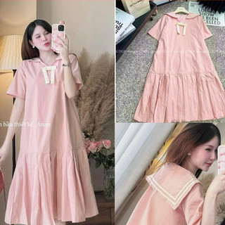 Váy bầu công sở thiết kế đuôi cá cổ thủy thủ xinh yếu