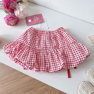 [8-26kg] Chân Váy Bí Caro Phối Nơ Cho Bé Gái Chất Thô Lụa (Đỏ/ Đen/ Vàng)
