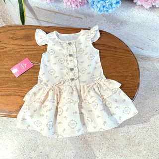 [8-26kg] Váy Linen Cánh Tiên Màu Be Vàng Cho Bé Gái