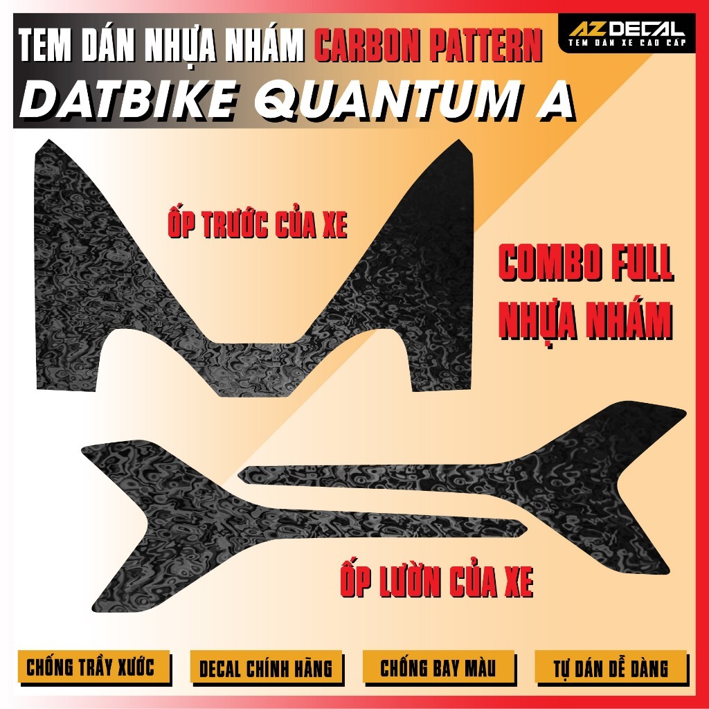 Tem Dán Nhựa Nhám Carbon DATBIKE QUANTUM A Chống Xước Yếm Xe