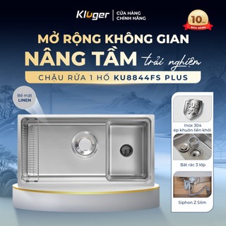 Chậu rửa bát Kluger KU8844FS Plus kích thước lớn, lắp âm bàn bếp, bề mặt LINEN dễ vệ sinh
