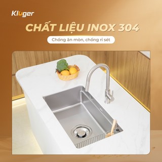 Chậu rửa bát Kluger KU8844FS Plus kích thước lớn, lắp âm bàn bếp, bề mặt LINEN dễ vệ sinh