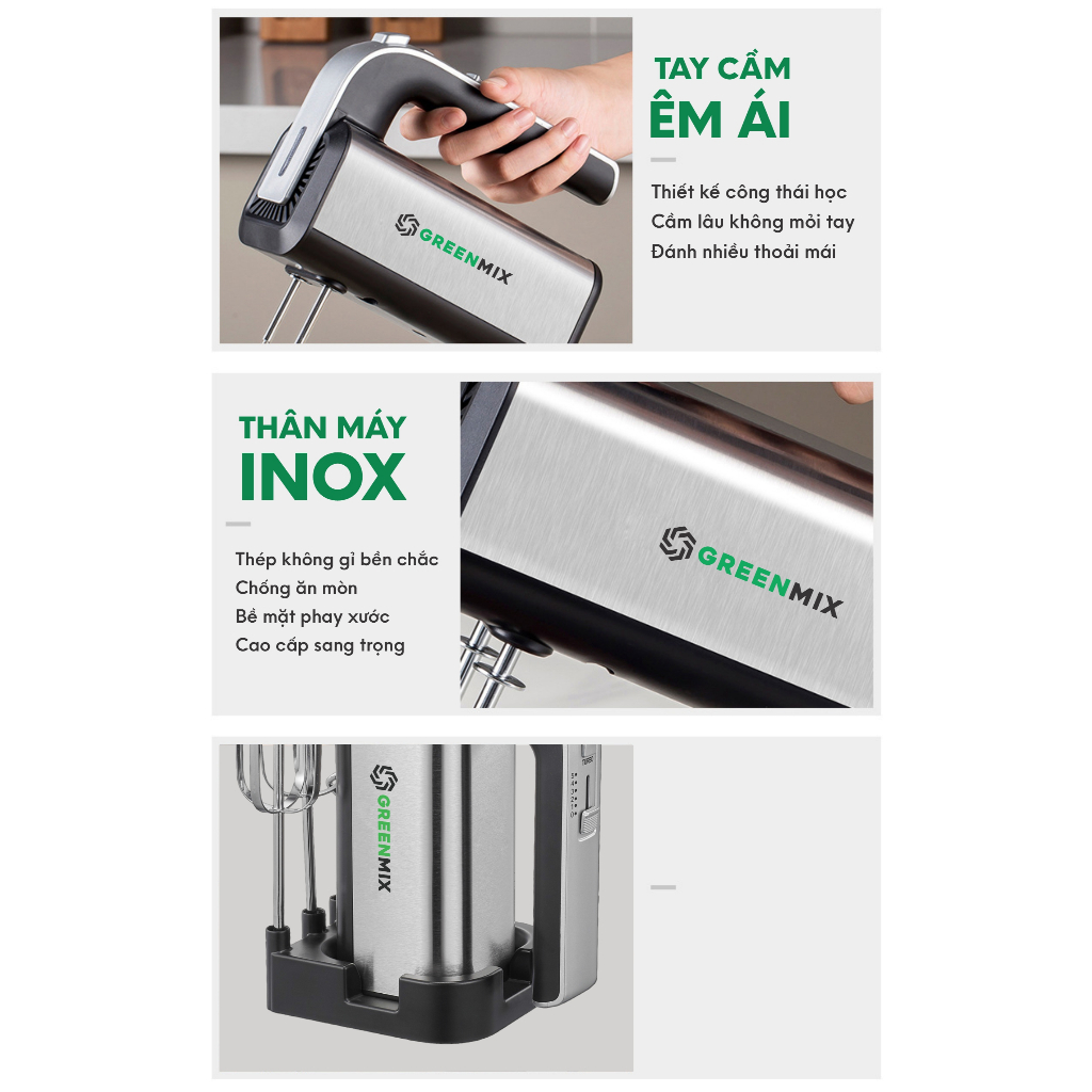 Máy Đánh Trứng, Máy Trộn Cầm Tay GREENMIX 5 Tốc Độ Công Suất 600W | BigBuy360 - bigbuy360.vn