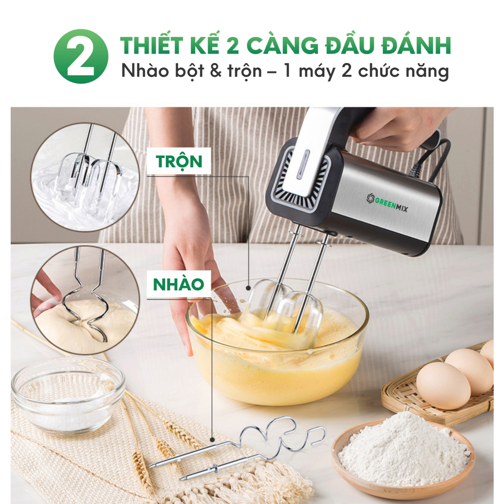 Máy Đánh Trứng, Máy Trộn Cầm Tay GREENMIX 5 Tốc Độ Công Suất 600W | BigBuy360 - bigbuy360.vn