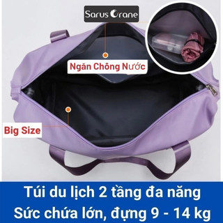 Túi Xách Du Lịch 2 Tầng Đa Năng, Giải Pháp Tách Biệt Giày & Đồ Ướt, Vải Dù Chống Thấm Size Lớn 42cm