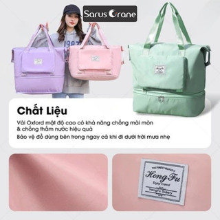 Túi Xách Du Lịch 2 Tầng Đa Năng, Giải Pháp Tách Biệt Giày & Đồ Ướt, Vải Dù Chống Thấm Size Lớn 42cm