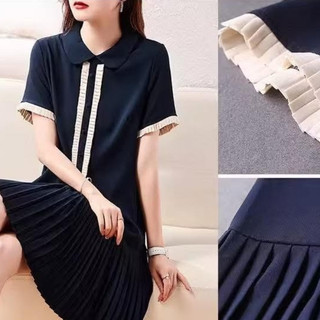 Đầm bầu công sở rập ly chân váy phối xếp ly nẹp đi làm đi chơi siêu xinh