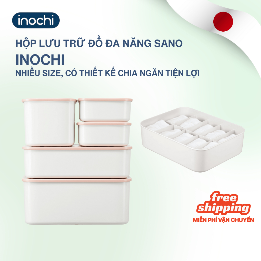Hộp lưu trữ Có Nắp Đa năng SANO INOCHI, bằng nhựa nguyên sinh, cao cấp, an toàn