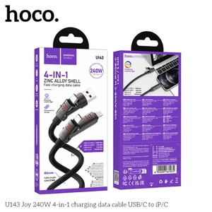 Dây sạc nhanh hoco U143,4in1 cao cấp . 4 đầu dễ dàng chuyển đổi