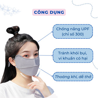 KHẨU TRANG CHỐNG NẮNG CAO CẤP UPF50+ CHE GÒ MÁ – VẢI LẠNH PREMIUM SIÊU MÁT, LỖ THOÁNG KHÍ, CO GIÃN