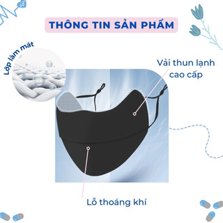 KHẨU TRANG CHỐNG NẮNG CAO CẤP UPF50+ CHE GÒ MÁ – VẢI LẠNH PREMIUM SIÊU MÁT, LỖ THOÁNG KHÍ, CO GIÃN