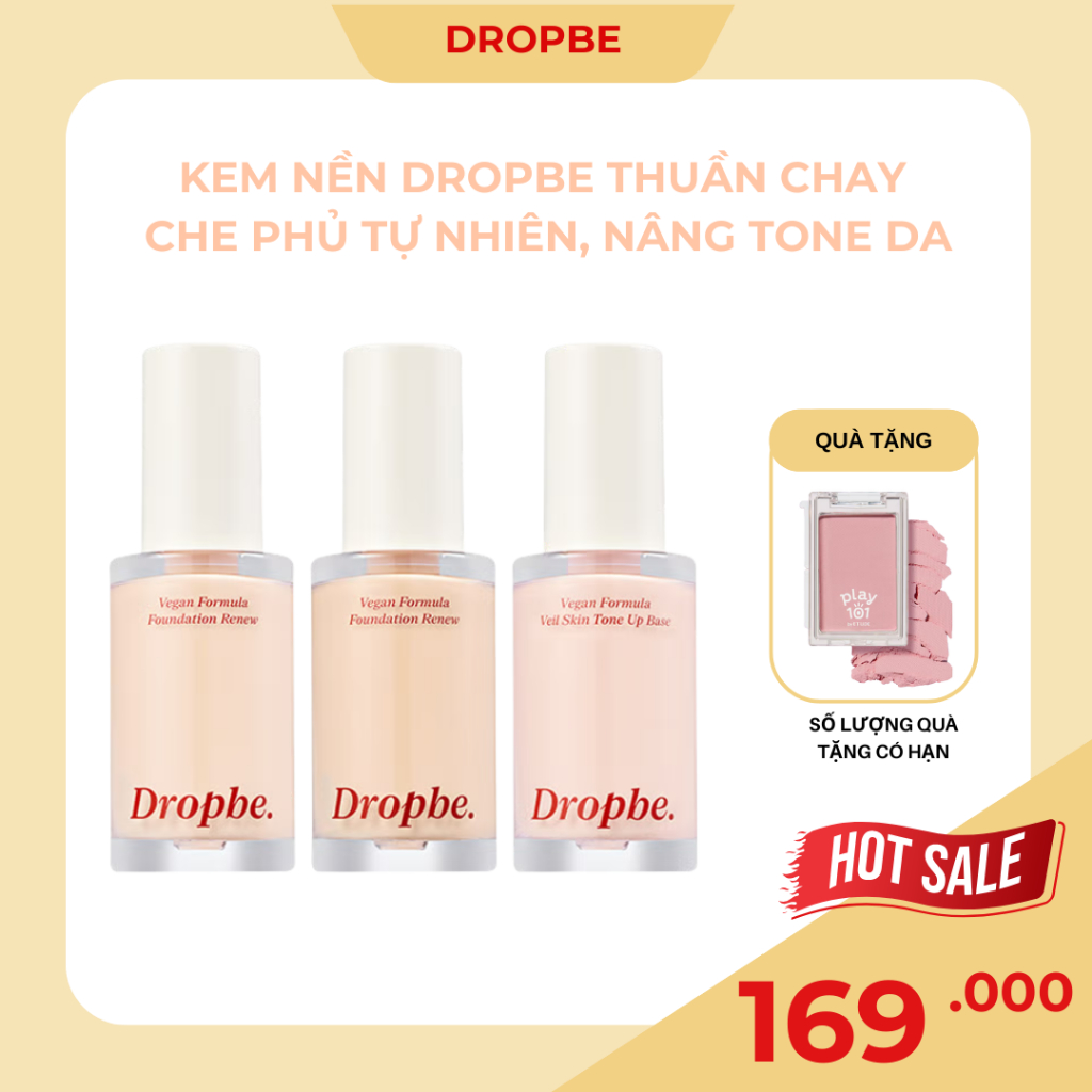 (DROP BE ) Kem nền Dropbe Thuần Chay – che phủ tự nhiên, nâng tone da ...