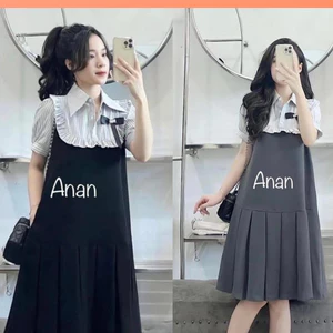 Váy bầu công sở thiết kế đuôi cá xếp ly phối bèo ngực