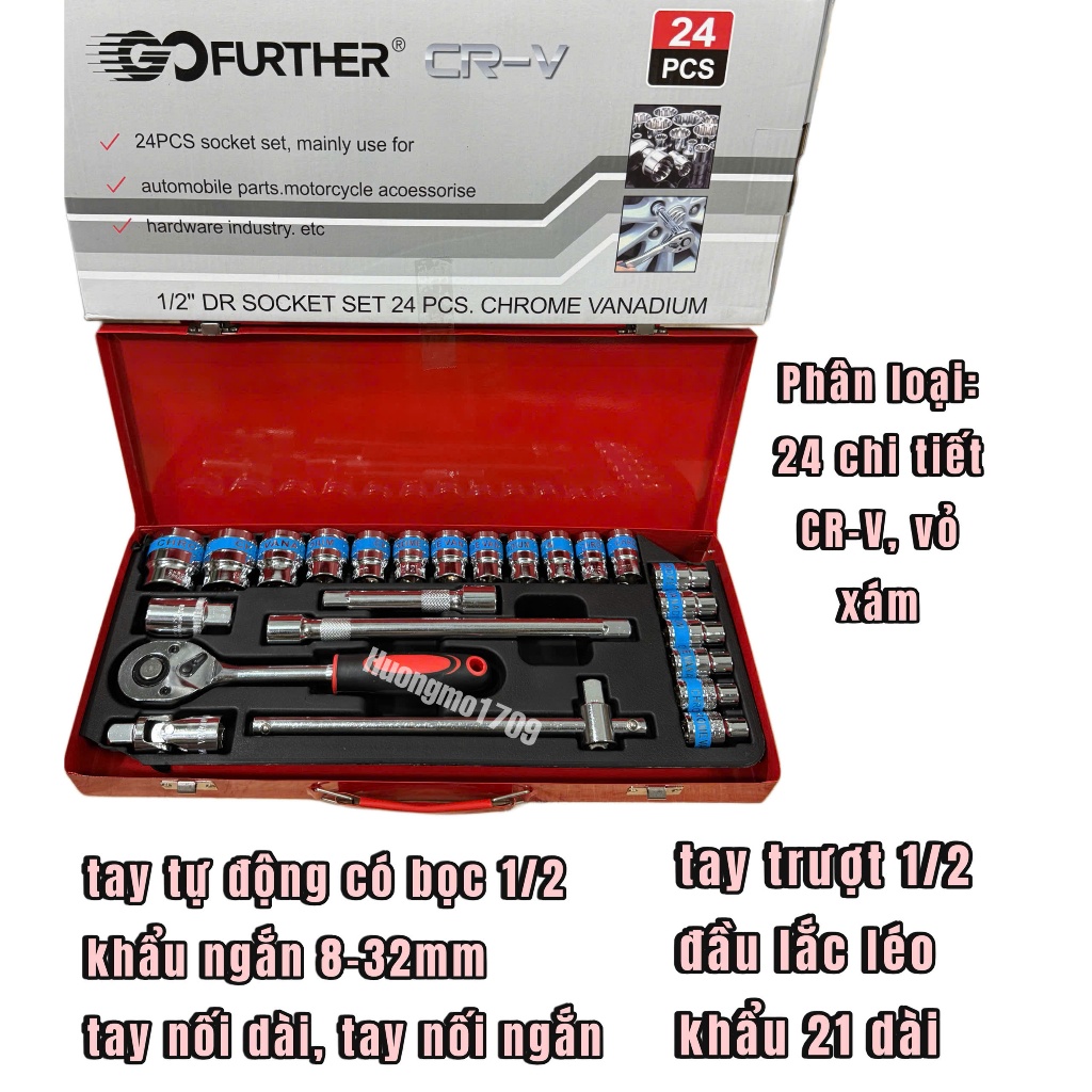 Bộ khẩu TOP 24 chi tiết 8-32, 10-32mm 1/2