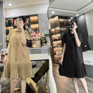 Váy bầu công sở ANAN thiết kế đuôi cá xếp ly trang trí 2 hàng khuy bọc