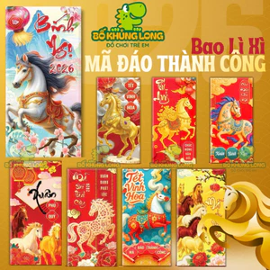 Bao Lì Xì 10 Cái Truyền Thống Tết Bính Ngọ MÃ ĐÁO THÀNH CÔNG 2026 Dô Lì Xì Đẹp Tết Đỏ BỐ KHỦNG LONG