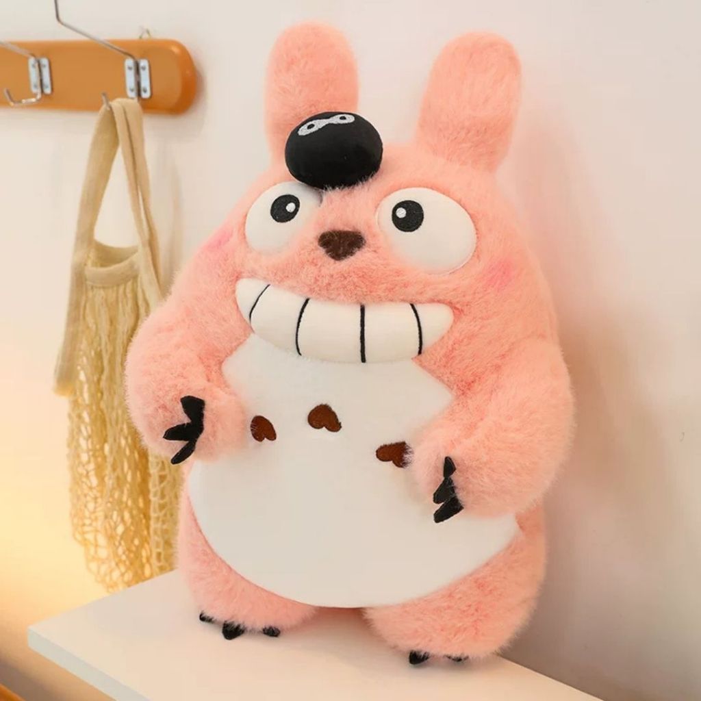 Gấu Bông Totoro Cười Răng To Đội Bồ Hóng Siêu Cute,Thú Nhồi Bông Totoro Biểu Cảm Cười Làm Quà Tặng Cho Bé