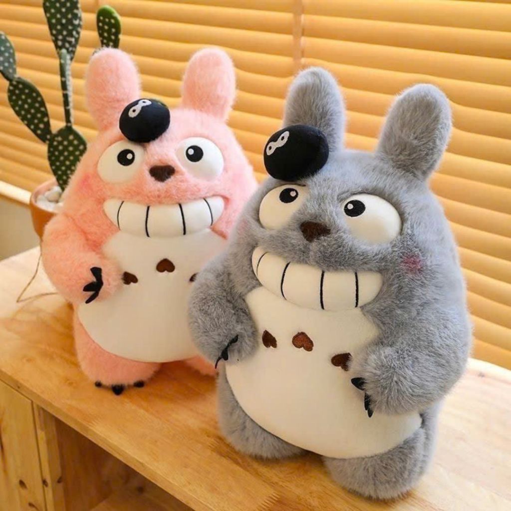 Gấu Bông Totoro Cười Răng To Đội Bồ Hóng Siêu Cute,Thú Nhồi Bông Totoro Biểu Cảm Cười Làm Quà Tặng Cho Bé
