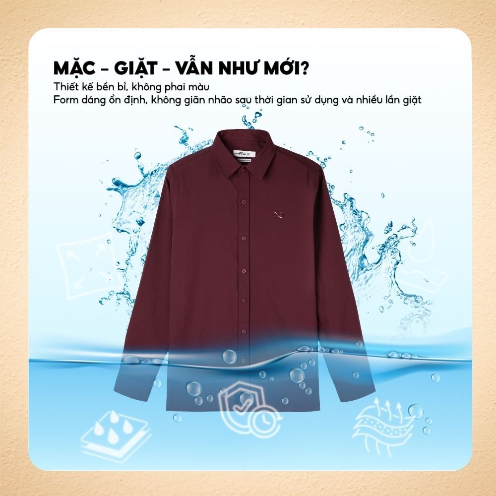 Áo sơ mi nam Truewear tay dài, cổ bẻ, vải Oxford dày dặn, form Regular Fit, logo thêu,thanh lịch-FEAER