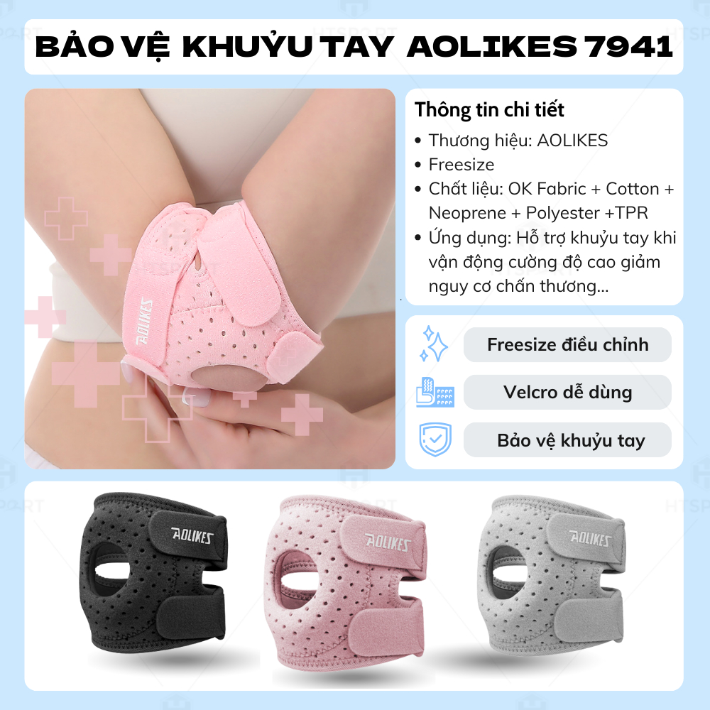 Đai Bảo Vệ Khuỷu Tay Aolikes 7941, Giảm Chấn Thương Khi Tập Gym, Cầu Lông, Pickleball Cả Nam Nữ